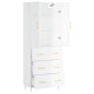 vidaXL Credenza Bianco Lucido 69,5x34x180 cm in Legno Multistrato