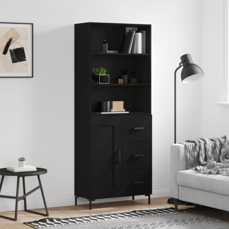 vidaXL Credenza Nera 69,5x34x180 cm in Legno Multistrato