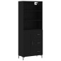 vidaXL Credenza Nera 69,5x34x180 cm in Legno Multistrato vidaXL Credenza Nera 69,5x34x180 cm in Legno Multistrato