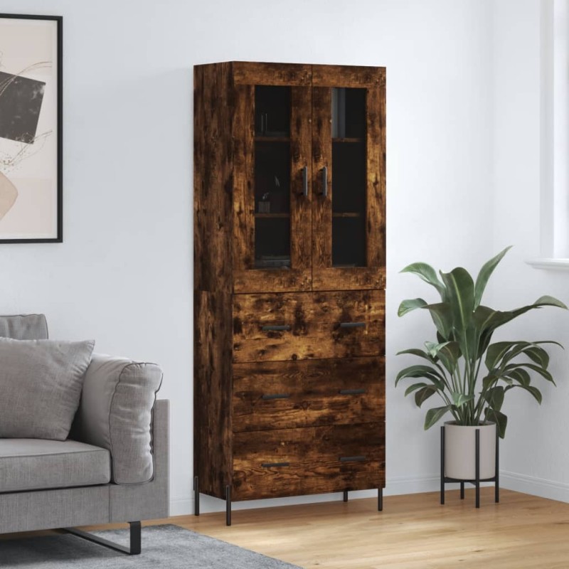 vidaXL Credenza Rovere Fumo 69,5x34x180 cm in Legno Multistrato vidaXL Credenza Rovere Fumo 69,5x34x180 cm in Legno Multistrato