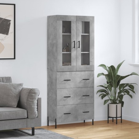 vidaXL Credenza Grigio Cemento 69,5x34x180 cm in Legno Multistrato
