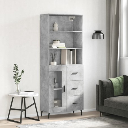 vidaXL Credenza Grigio Cemento 69,5x34x180 cm in Legno Multistrato