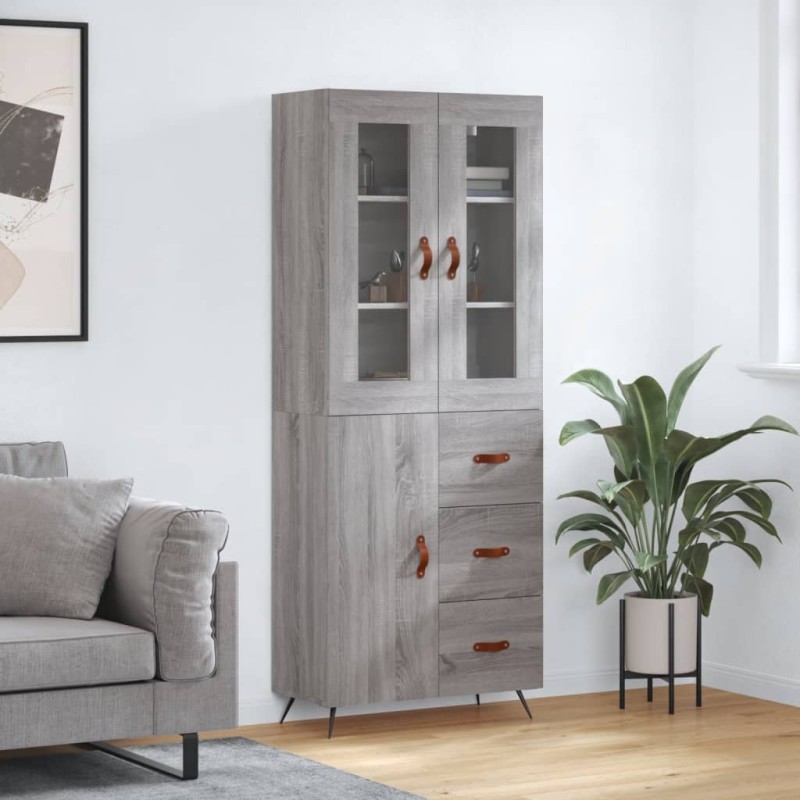 vidaXL Credenza Grigio Sonoma 69,5x34x180 cm in Legno Multistrato vidaXL Credenza Grigio Sonoma 69,5x34x180 cm in Legno Multistrato