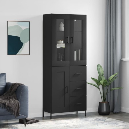 vidaXL Credenza Nera 69,5x34x180 cm in Legno Multistrato
