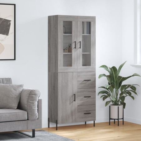 vidaXL Credenza Grigio Sonoma 69,5x34x180 cm in Legno Multistrato