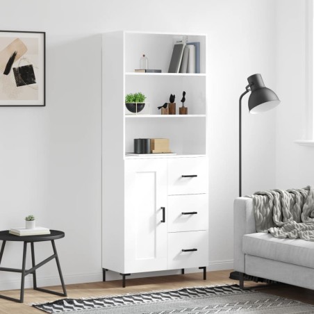 vidaXL Credenza Bianco Lucido 69,5x34x180 cm in Legno Multistrato