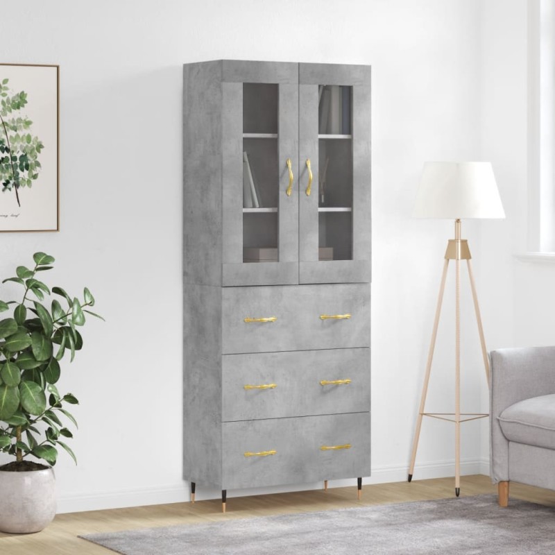 vidaXL Credenza Grigio Cemento 69,5x34x180 cm in Legno Multistrato vidaXL Credenza Grigio Cemento 69,5x34x180 cm in Legno Multistrato