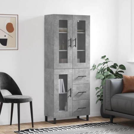 vidaXL Credenza Grigio Cemento 69,5x34x180 cm in Legno Multistrato