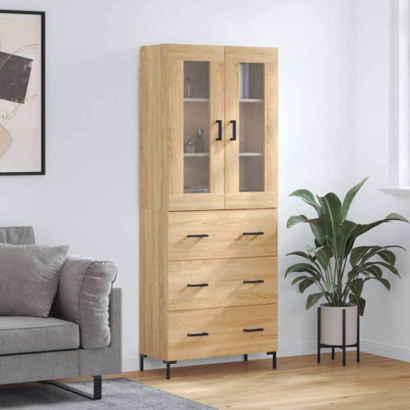 vidaXL Credenza Rovere Sonoma 69,5x34x180 cm in Legno Multistrato