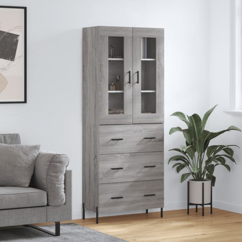 vidaXL Credenza Grigio Sonoma 69,5x34x180 cm in Legno Multistrato vidaXL Credenza Grigio Sonoma 69,5x34x180 cm in Legno Multistrato