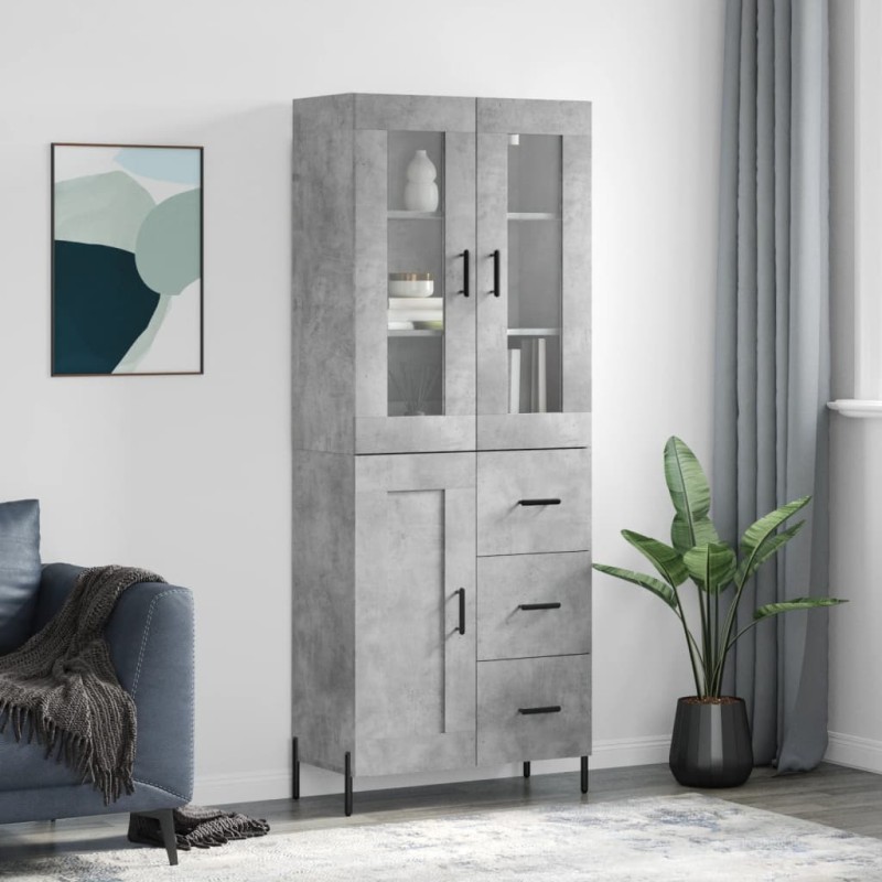 vidaXL Credenza Grigio Cemento 69,5x34x180 cm in Legno Multistrato vidaXL Credenza Grigio Cemento 69,5x34x180 cm in Legno Multistrato