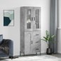 vidaXL Credenza Grigio Cemento 69,5x34x180 cm in Legno Multistrato vidaXL Credenza Grigio Cemento 69,5x34x180 cm in Legno Multistrato