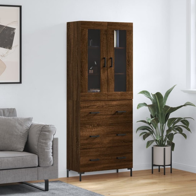 vidaXL Credenza Rovere Marrone 69,5x34x180 cm in Legno Multistrato vidaXL Credenza Rovere Marrone 69,5x34x180 cm in Legno Multistrato