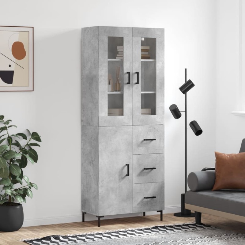 vidaXL Credenza Grigio Cemento 69,5x34x180 cm in Legno Multistrato vidaXL Credenza Grigio Cemento 69,5x34x180 cm in Legno Multistrato