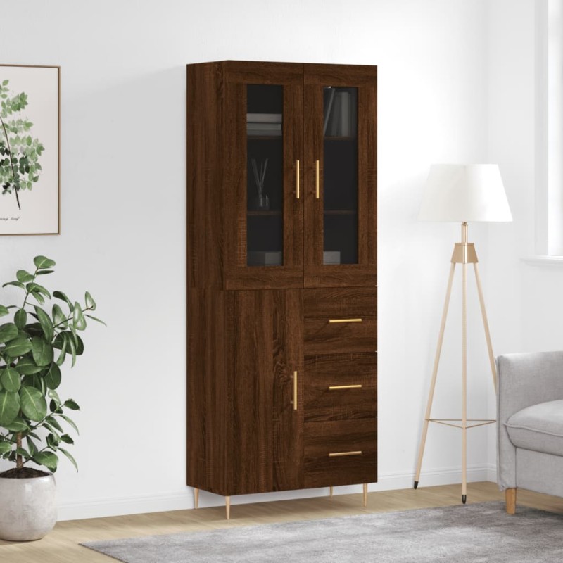 vidaXL Credenza Rovere Marrone 69,5x34x180 cm in Legno Multistrato vidaXL Credenza Rovere Marrone 69,5x34x180 cm in Legno Multistrato