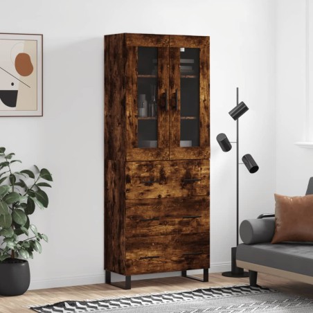 vidaXL Credenza Rovere Fumo  69,5x34x180 cm in Legno Multistrato