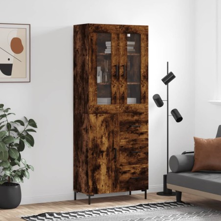 vidaXL Credenza Rovere Fumo  69,5x34x180 cm in Legno Multistrato