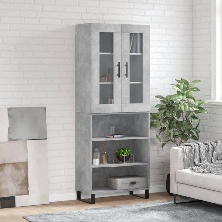 vidaXL Credenza Grigio Cemento 69,5x34x180 cm in Legno Multistrato