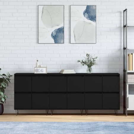 vidaXL Credenze 3 pz Nere in Legno Multistrato