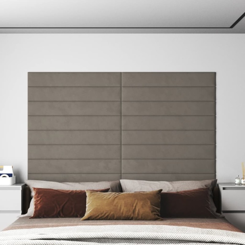 Pannelli Murali 12 pz Grigio Chiaro 90x15 cm Velluto 1,62 m² Pannelli Murali 12 pz Grigio Chiaro 90x15 cm Velluto 1,62 m²