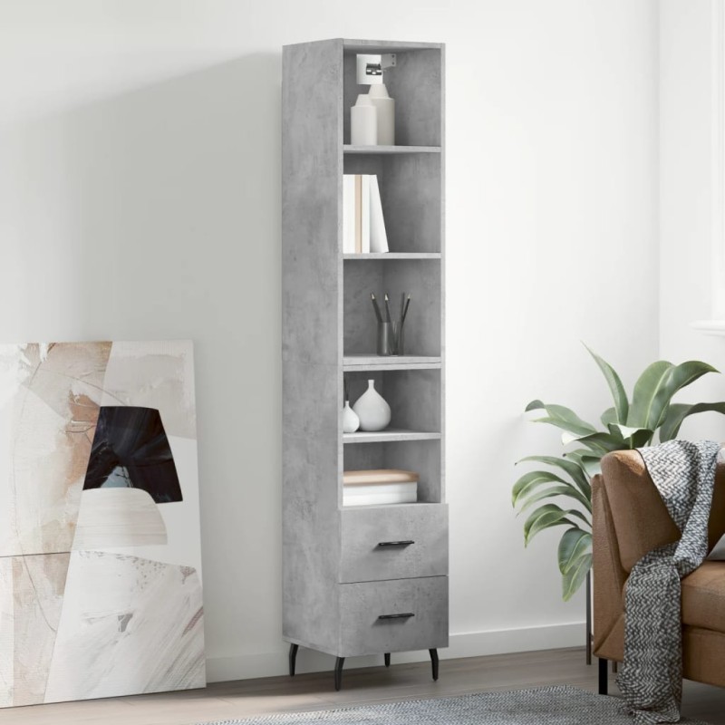 vidaXL Credenza Grigio Cemento 34,5x34x180 cm in Legno Multistrato vidaXL Credenza Grigio Cemento 34,5x34x180 cm in Legno Multistrato