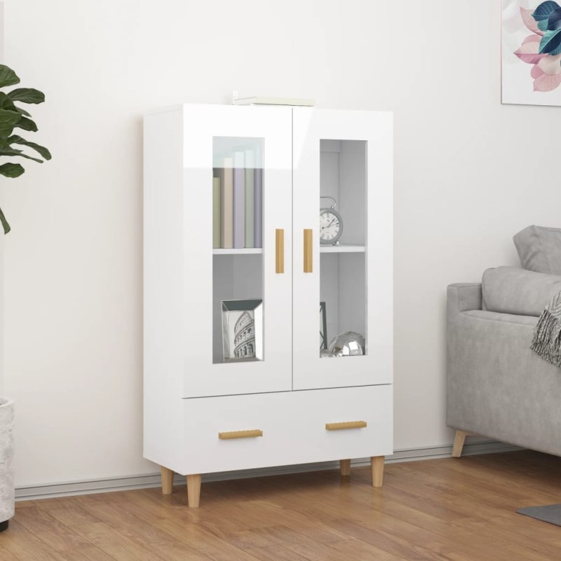Credenza Bianco Lucido 70x31x115 cm in Legno Multistrato Credenza Bianco Lucido 70x31x115 cm in Legno Multistrato