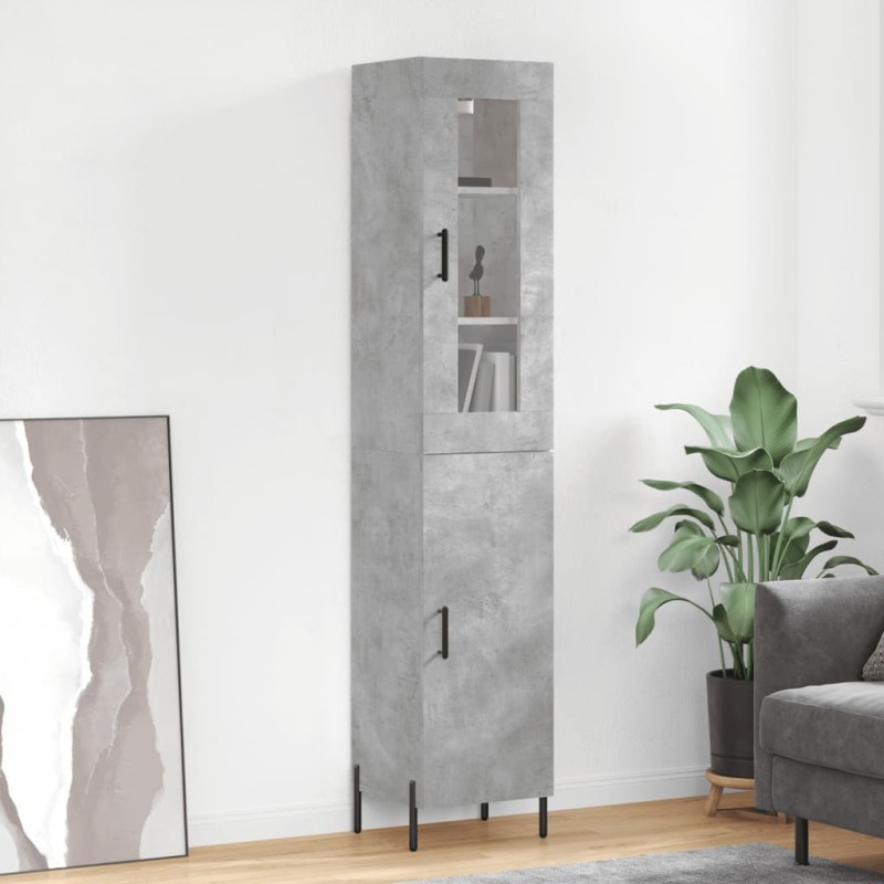 vidaXL Credenza Grigio Cemento 34,5x34x180 cm in Legno Multistrato vidaXL Credenza Grigio Cemento 34,5x34x180 cm in Legno Multistrato