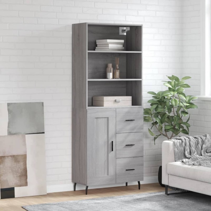 vidaXL Credenza Grigio Sonoma 69,5x34x180 cm in Legno Multistrato vidaXL Credenza Grigio Sonoma 69,5x34x180 cm in Legno Multistrato