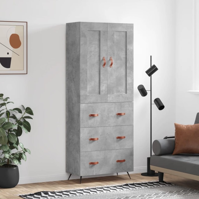vidaXL Credenza Grigio Cemento 69,5x34x180 cm in Legno Multistrato vidaXL Credenza Grigio Cemento 69,5x34x180 cm in Legno Multistrato