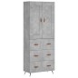 vidaXL Credenza Grigio Cemento 69,5x34x180 cm in Legno Multistrato vidaXL Credenza Grigio Cemento 69,5x34x180 cm in Legno Multistrato