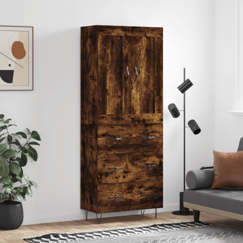 vidaXL Credenza Rovere Fumo 69,5x34x180 cm in Legno Multistrato vidaXL Credenza Rovere Fumo 69,5x34x180 cm in Legno Multistrato