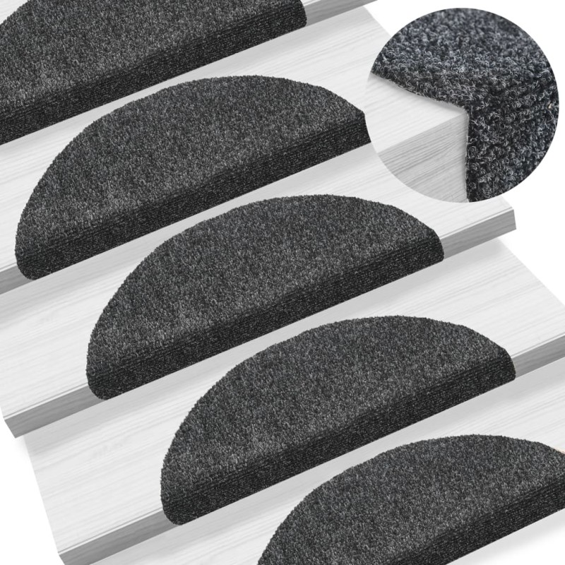 vidaXL Tappetini Autoadesivi per Scale 15 pz 56x17x3 cm Grigio Scuro vidaXL Tappetini Autoadesivi per Scale 15 pz 56x17x3 cm Grigio Scuro