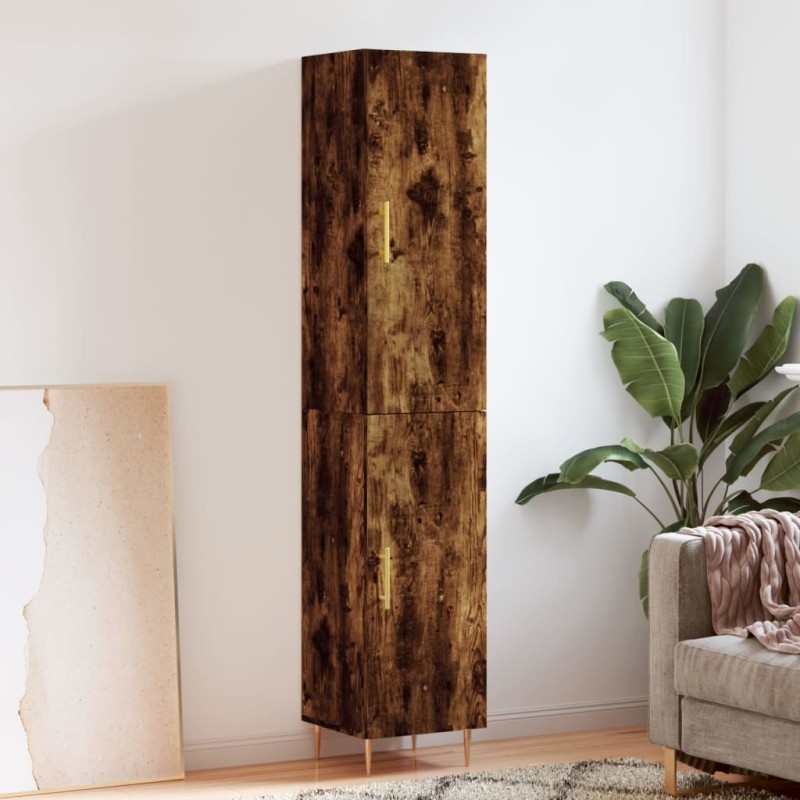 vidaXL Credenza Rovere Fumo 34,5x34x180 cm in Legno Multistrato vidaXL Credenza Rovere Fumo 34,5x34x180 cm in Legno Multistrato