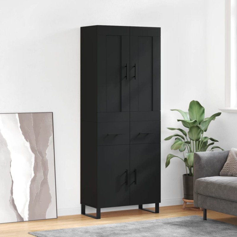 vidaXL Credenza Nera 69,5x34x180 cm in Legno Multistrato vidaXL Credenza Nera 69,5x34x180 cm in Legno Multistrato