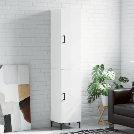 vidaXL Credenza 34,5x34x180 cm in Legno Multistrato Bianco Lucido