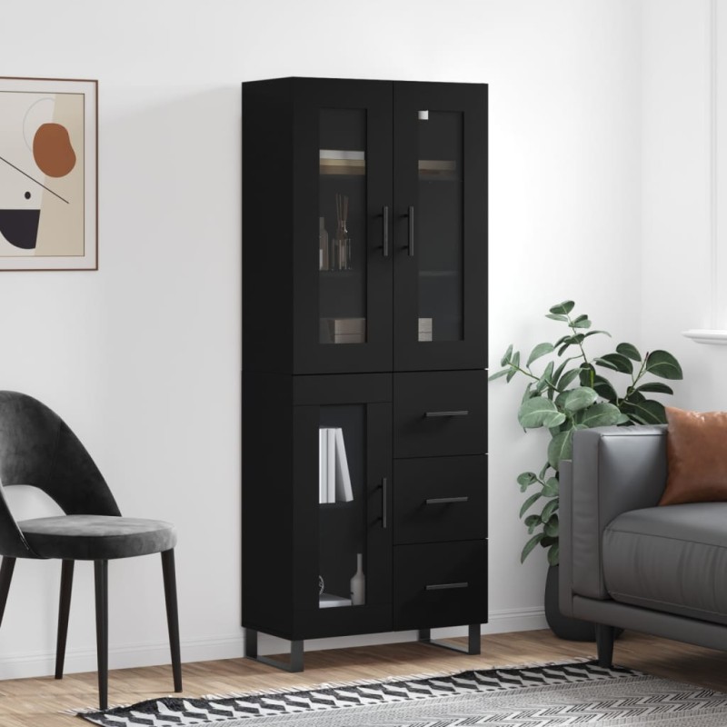 vidaXL Credenza Nera 69,5x34x180 cm in Legno Multistrato vidaXL Credenza Nera 69,5x34x180 cm in Legno Multistrato