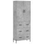 vidaXL Credenza Grigio Cemento 69,5x34x180 cm in Legno Multistrato vidaXL Credenza Grigio Cemento 69,5x34x180 cm in Legno Multistrato