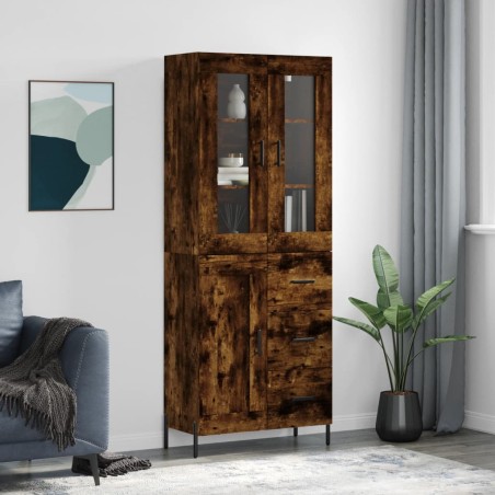 vidaXL Credenza Rovere Fumo  69,5x34x180 cm in Legno Multistrato