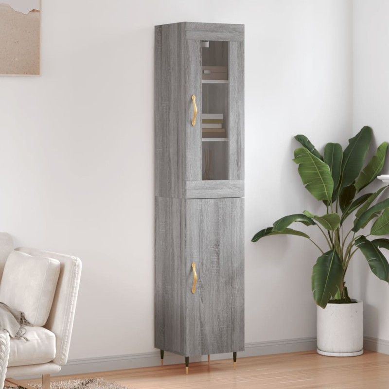 vidaXL Credenza Grigio Sonoma 34,5x34x180 cm in Legno Multistrato vidaXL Credenza Grigio Sonoma 34,5x34x180 cm in Legno Multistrato