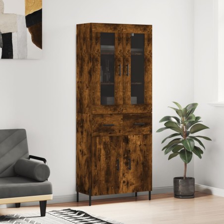 vidaXL Credenza Rovere Fumo  69,5x34x180 cm in Legno Multistrato