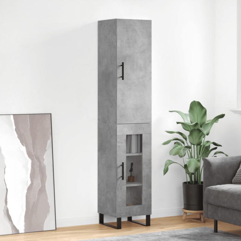 vidaXL Credenza Grigio Cemento 34,5x34x180 cm in Legno Multistrato vidaXL Credenza Grigio Cemento 34,5x34x180 cm in Legno Multistrato
