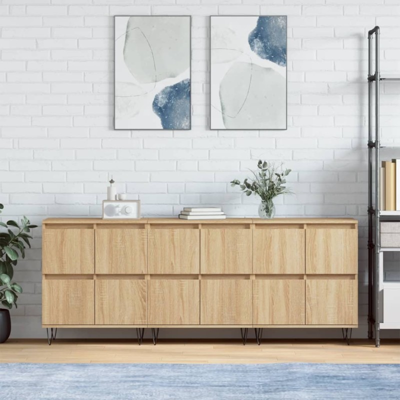 vidaXL Credenze 3 pz Rovere Sonoma in Legno Multistrato vidaXL Credenze 3 pz Rovere Sonoma in Legno Multistrato