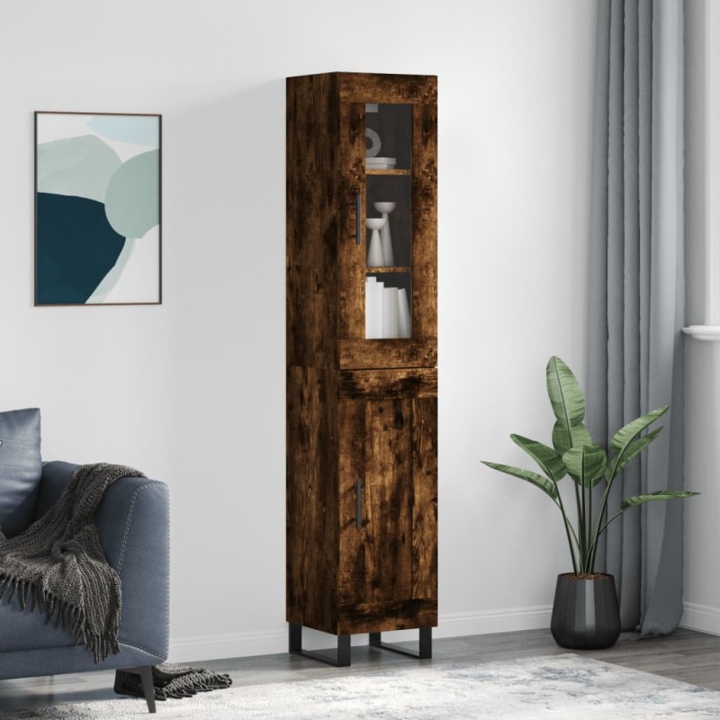 vidaXL Credenza Rovere Fumo 34,5x34x180 cm in Legno Multistrato vidaXL Credenza Rovere Fumo 34,5x34x180 cm in Legno Multistrato