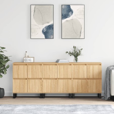 vidaXL Credenze 3 pz Rovere Sonoma in Legno Multistrato