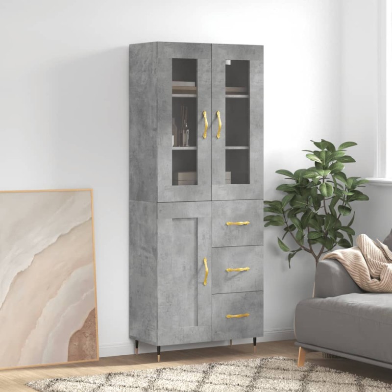 vidaXL Credenza Grigio Cemento 69,5x34x180 cm in Legno Multistrato vidaXL Credenza Grigio Cemento 69,5x34x180 cm in Legno Multistrato