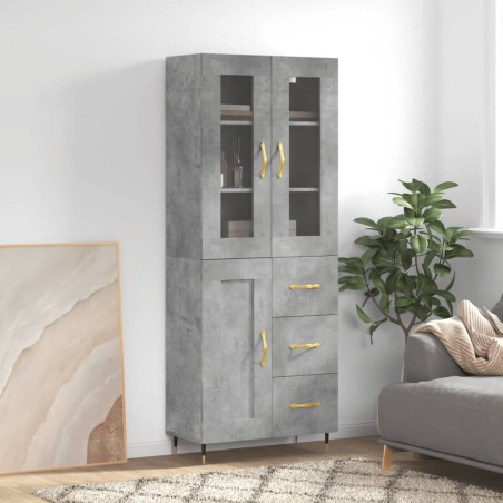 vidaXL Credenza Grigio Cemento 69,5x34x180 cm in Legno Multistrato
