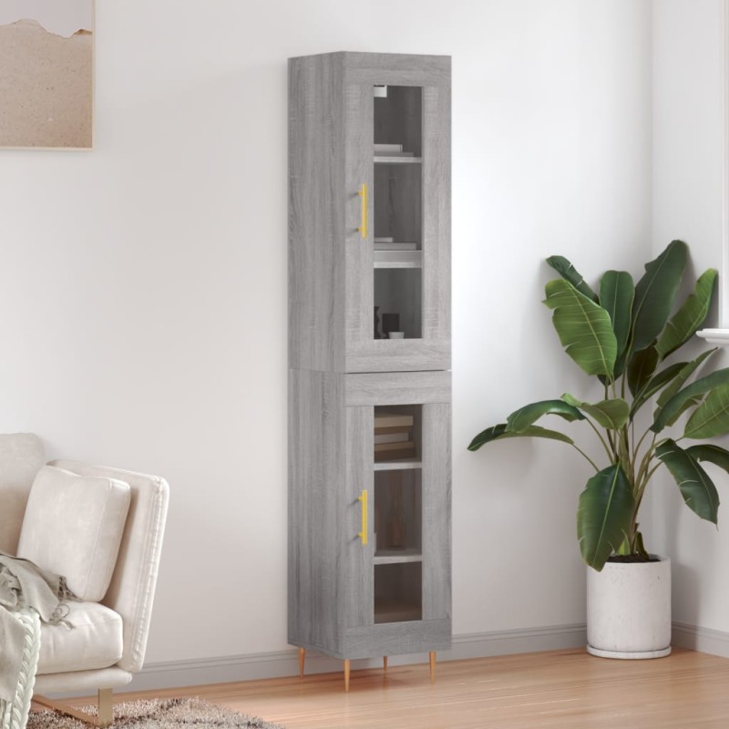 vidaXL Credenza Grigio Sonoma 34,5x34x180 cm in Legno Multistrato vidaXL Credenza Grigio Sonoma 34,5x34x180 cm in Legno Multistrato