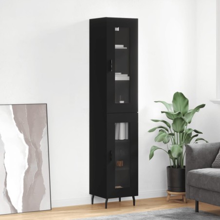 vidaXL Credenza Nera 34,5x34x180 cm in Legno Multistrato