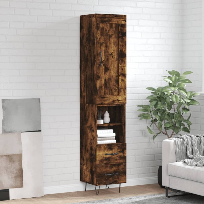 vidaXL Credenza Rovere Fumo 34,5x34x180 cm in Legno Multistrato vidaXL Credenza Rovere Fumo 34,5x34x180 cm in Legno Multistrato