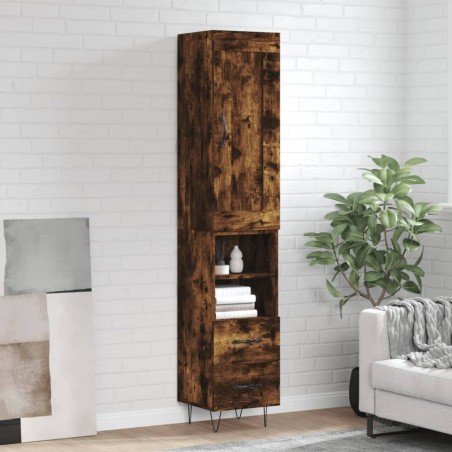 vidaXL Credenza Rovere Fumo 34,5x34x180 cm in Legno Multistrato